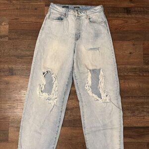 Women's Wild Fable High Rise Baggy Distressed Jean Light Blue 12/31